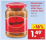 Bayerisch süßer Hausmacher Senf von Händlmaier für 1,49 € bei Netto Marken-Discount im Angebot Bayerisch süßer Hausmacher Senf von Händlmaier im aktuellen Netto Marken-Discount Prospekt