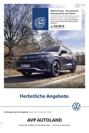 Volkswagen Prospekt für Neuburg mit 1} Seite Volkswagen Prospekt für Neuburg: "Herbstliche Angebote.", 1 Seite, 01.09.2025 - 30.11.2025