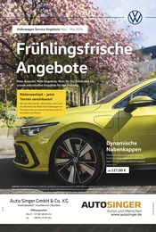Aktueller Volkswagen Werkstatt & Auto Prospekt in Stöttwang und Umgebung, "Frühlingsfrische Angebote" mit 1 Seite, 01.03.2024 - 31.05.2024