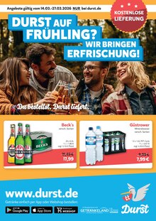 Bier im Durst.de Prospekt "Du bestellst. Durst liefert." mit 2 Seiten (Rostock)