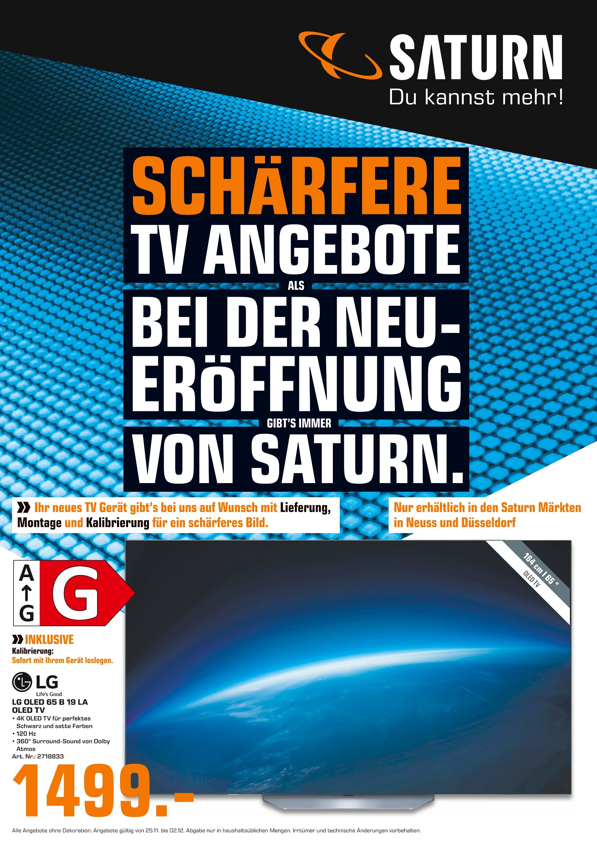Saturn Prospekt für Düsseldorf mit 8 Seiten Saturn Prospekt für Düsseldorf: "TV ANGEBOTE", 8 Seiten, 26.11.2021 - 02.12.2021
