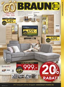 BRAUN Möbel-Center Prospekt JUBILÄUMSANGEBOTE mit 20 Seiten