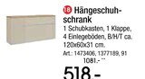 Hängeschuh-schrank im Angebot bei Zurbrüggen in Bad Oeynhausen Hängeschuh-schrank Angebote bei Zurbrüggen Bad Oeynhausen für 518,00 €