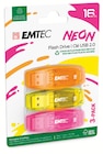Pack de 3 clés usb 2.0 16 go neon - EMTEC en promo chez Intermarché Saint-Malo à 14,99 €
