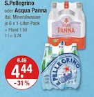 Mineralwasser von S.Pellegrino oder Acqua Panna im aktuellen V-Markt Prospekt für 4,44 €