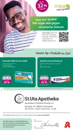 mea - meine apotheke Apotheken Prospekt der aktuellen Woche mit 4 Seiten, gültig von 01.06.2026 bis 30.06.2026, in Uttenweiler und Umgebung Aktueller mea - meine apotheke Apotheken Prospekt in Uttenweiler und Umgebung, "Unsere Juni-Angebote" mit 4 Seiten, 01.06.2026 - 30.06.2026