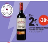 Promo AOC Vin Bordeaux Rouge, à 2,76 € dans le catalogue E.Leclerc à Quimperlé