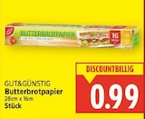 Butterbrotpapier von Gut & Günstig für 0,99 € bei E center im Angebot Butterbrotpapier von Gut & Günstig im aktuellen E center Prospekt