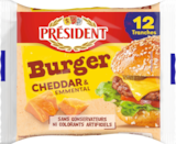 TRANCHES À BURGER CHEDDAR EMMENTAL PRÉSIDENT - PRESIDENT en promo chez Auchan Supermarché Vincennes à 1,69 €
