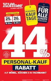 Höffner Prospekt "44% PERSONAL-KAUF RABATT" für Drehnow, 4 Seiten, 23.10.2024 - 05.11.2024