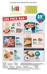 Prospectus Supermarchés de Bi1 à Pierrefontaine-les-Varans: "LES PRIX BAS !", 2 pages, 06/05/2025 - 11/05/2025
