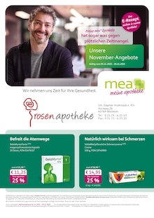 mea - meine apotheke Prospekt der Woche "Unsere November-Angebote" Seite 1, 01.11.2025 bis 30.11.2025 für Monheim Aktueller mea - meine apotheke Prospekt "Unsere November-Angebote" Seite 1 von 2 Seiten für Monheim