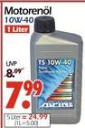 TS 10W-40 Semi Synthetic Motor Oil im Angebot bei Wreesmann in Pirna TS 10W-40 Semi Synthetic Motor Oil Angebote von Alpine bei Wreesmann Pirna für 7,99 €