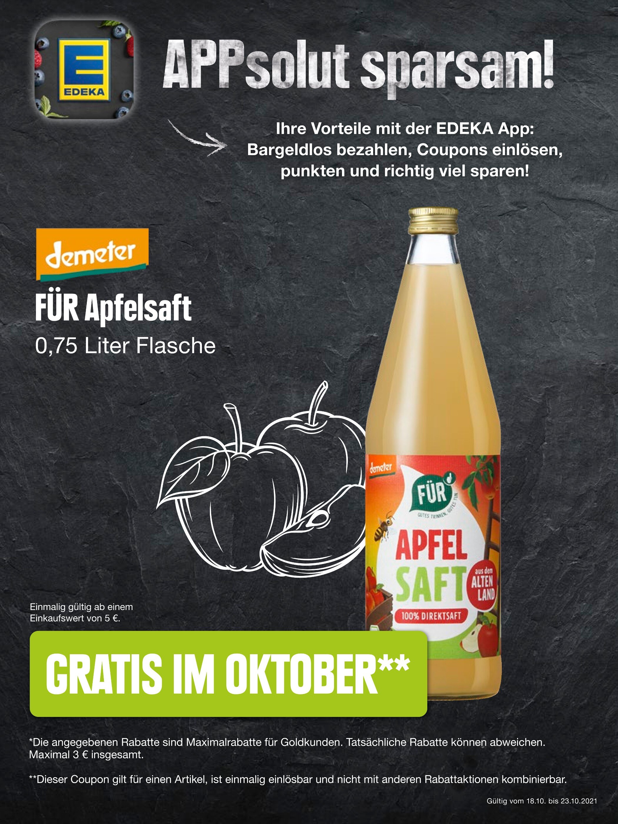EDEKA Prospekt für Cuxhaven mit 5 Seiten EDEKA Prospekt für Cuxhaven: "APPsolut sparsam!", 5 Seiten, 18.10.2021 - 23.10.2021