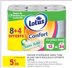 PAPIER HYGIÉNIQUE SANS TUBE BLAN, X8+4 ROULEAUX OFFERTS - Lotus à 5,86 € dans le catalogue Intermarché