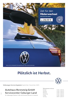 Aktueller Volkswagen Prospekt "Herbstliche Angebote." Seite 1 von 1 Seite für Neuhaus