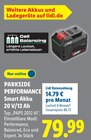 Smart Akku 20 V/12 Ah Angebote von Parkside Performance bei Lidl Gifhorn für 79,99 €
