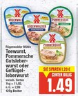 Teewurst, Pommersche Gutsleberwurst oder Geflügel-Leberwurst von Rügenwalder Mühle im aktuellen E center Prospekt