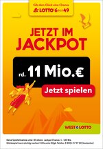Westlotto Prospekt für Georgsmarienhütte mit 1 Seiten Westlotto Prospekt für Georgsmarienhütte: "Jetzt im Jackpot rd. 11 Mio. €", 1 Seiten, 22.10.2020 - 24.10.2020