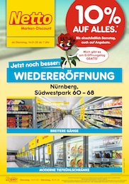 Netto Marken-Discount Prospekt für Nürnberg: "Wiedereröffnung - 10% AUF ALLES.", 6 Seiten, 14.01.2025 - 18.01.2025