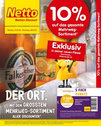 Netto Marken-Discount Prospekt für Oberhausen: "10% auf das gesamte Mehrweg-Sortiment", 4 Seiten, 15.04.2024 - 20.04.2024