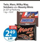 Twix, Mars, Milky Way, Snickers oder Bounty Minis im V-Markt Prospekt Twix, Mars, Milky Way, Snickers oder Bounty Minis von im aktuellen V-Markt Prospekt für 2,49 €