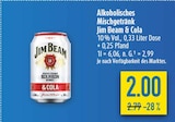 Aktuelles Alkoholisches Mischgetränk Jim Beam & Cola Angebot bei diska in Erlangen ab 2,00 €