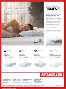 Kissen im Segmüller Prospekt "Tempur Fachberatertage" mit 4 Seiten (Frankfurt (Main))