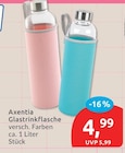 Glastrinkflasche von Axentia für 4,99 € bei budni im Angebot Glastrinkflasche von Axentia im aktuellen budni Prospekt