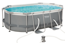 Piscine ovale “Power Steel Frame Pools” avec système de filtration - Bazarland à Alès Piscine ovale “Power Steel Frame Pools” avec système de filtration en promo chez Bazarland Alès à 199,90 €