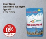 Weizenmehl aus Bayern Type 405 Angebote von Unser Süden bei V-Markt München für 0,66 €