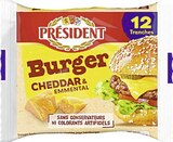 Fromage fondu Burger Cheddar & Emmental 18% M.G. - PRESIDENT dans le catalogue Casino Supermarchés