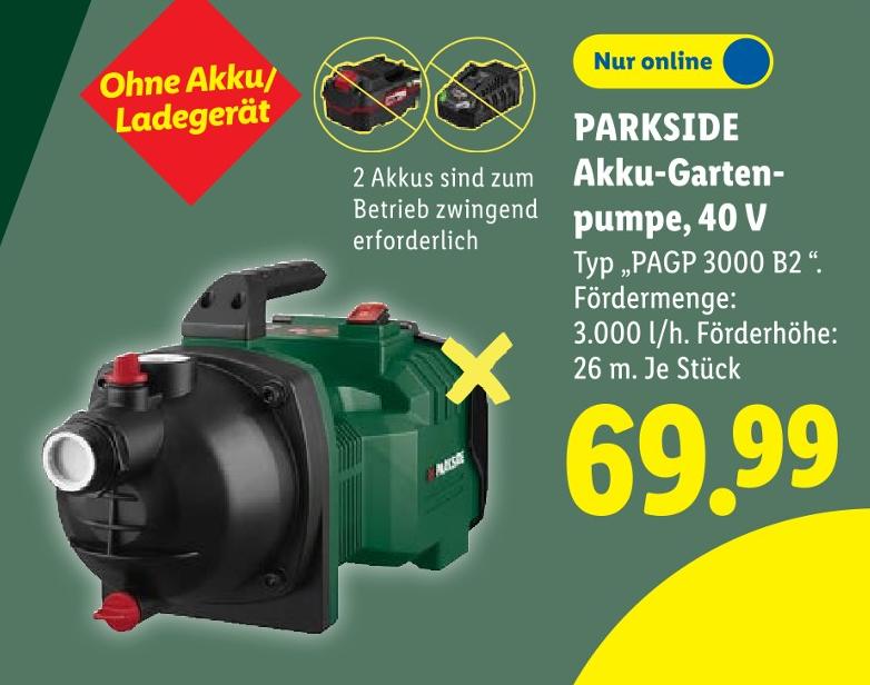 Akku-Gartenpumpe, 40 V