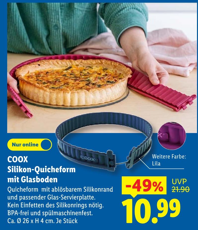 Silikon-Quicheform mit Glasboden