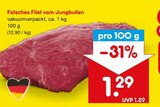 Aktuelle Rindfleisch Angebote bei Netto Marken-Discount in Mainz Aktuelles Falsches Filet vom Jungbullen Angebot bei Netto Marken-Discount in Mainz ab 1,29 €