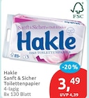 Toilettenpapier Sanft & Sicher von Hakle für 3,49 € bei budni im Angebot Toilettenpapier Sanft & Sicher von Hakle im aktuellen budni Prospekt