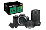 Appareil photo hybride Canon Pack Fnac Darty Appareil photo hybride Canon EOS R100 Noir + RF-S 18-45mm f/4.5-6.3 IS STM + RF-S 55-210mm f/5-7.1 IS STM + 2eme batterie + chargeur - Canon à 799,99 € dans le catalogue Darty