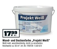 Wand- und Deckenfarbe „Projekt Weiß“ bei OBI in Berlin Wand- und Deckenfarbe „Projekt Weiß“ im Angebot bei OBI Berlin für 17,99 €