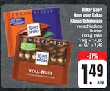 Nuss oder Kakao Klasse Schokolade im E center Prospekt Nuss oder Kakao Klasse Schokolade von Ritter Sport im aktuellen E center Prospekt für 1,49 €