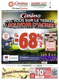 Catalogue Casino Supermarchés avec 24 pages de promos Prospectus Casino Supermarchés, "Casino avec vous sur le terrain du pouvoir d'achat !", pages, 23/01/2023 - 05/02/2023