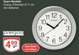 Quarz-Wanduhr Angebote von pregoo bei GLOBUS Ludwigshafen für 4,99 €