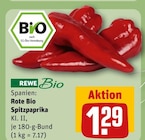 Rote Bio Spitzpaprika Angebote von REWE Bio bei REWE Leverkusen für 1,29 €