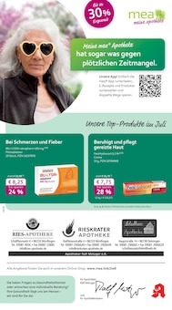 Aktueller mea - meine apotheke Prospekt "Unsere Juli-Angebote" Seite 1 von 4 Seiten für Nördlingen