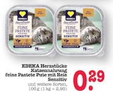 Herzstücke Katzennahrung feine Pastete Pute mit Reis Sensitiv im Angebot bei E center in Ludwigshafen Herzstücke Katzennahrung feine Pastete Pute mit Reis Sensitiv Angebote von EDEKA bei E center Ludwigshafen für 0,29 €