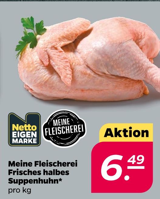Frisches halbes Suppenhuhn
