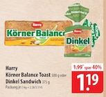 Körner Balance Toast Angebote von Harry bei famila Nordost Neustadt für 1,19 €