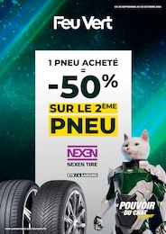 Prospectus Feu Vert à Brunoy, "1 PNEU ACHETÉ = -20% SUR LE 2ÈME PNEU", 1 page, 25/09/2024 - 22/10/2024