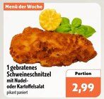 1 gebratenes Schweineschnitzel mit Nudel- oder Kartoffelsalat im aktuellen aktiv & irma Prospekt