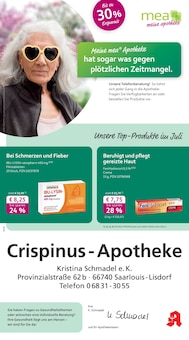 mea - meine apotheke Prospekt der Woche "Unsere Juli-Angebote" Seite 1, 01.07.2025 bis 31.07.2025 für Saarlouis Aktueller mea - meine apotheke Prospekt "Unsere Juli-Angebote" Seite 1 von 4 Seiten für Saarlouis