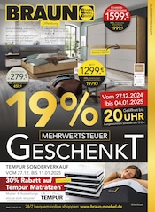 Aktueller BRAUN Möbel-Center Prospekt mit Tisch, "19% MEHRWERTSTEUER GESCHENKT!", Seite 1